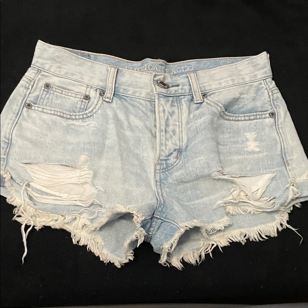 American Eagle Outfitters Light Wash Distressed Jean Shorts